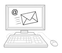 Computer mit mail-Symbol auf Bildschirm