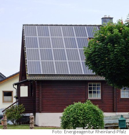 Einfamilienhaus mit Photovoltaik auf dem Dach